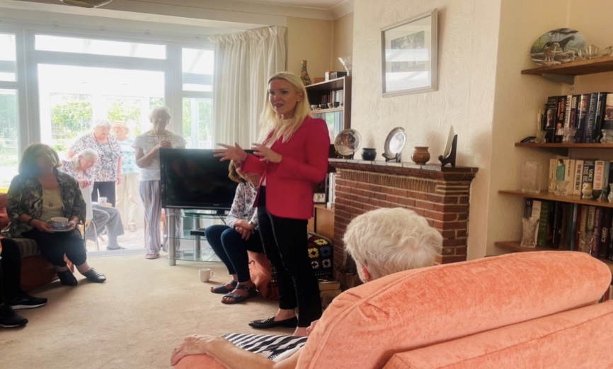 Julie at Finchley Ladies' tea party